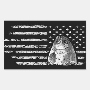 trout fly fishing vintage american flag rechteckiger aufkleber