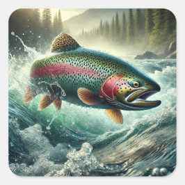 Trout Illustration  Quadratischer Aufkleber