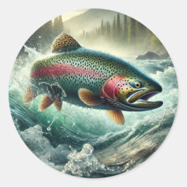 Trout Illustration  Runder Aufkleber