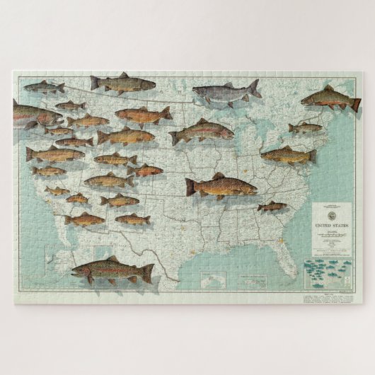 Trout Map der Vereinten Staaten (1999) Puzzle (Horizontal)