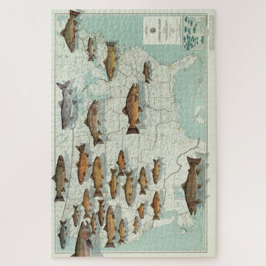 Trout Map der Vereinten Staaten (1999) Puzzle (Vertikal)