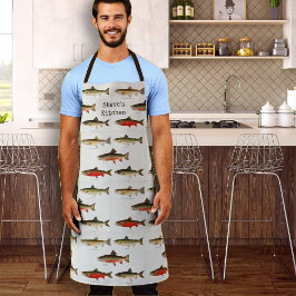 Trout Muster Personalisiert Name Long Kitchen Schürze