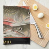 Trout Pattern Aquarell Fisherman Koch Koch Geschirrtuch (Viertel Falte)