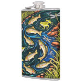 Trout Stream Harmony - Folk Art Fish, Frösche Flachmann (Links)