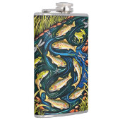 Trout Stream Harmony - Folk Art Fish, Frösche Flachmann (Rechts)