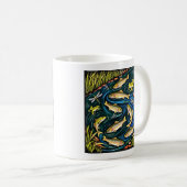 Trout Stream Harmony – Folklore Kunst Fisch, Frösc Kaffeetasse (VorderseiteRechts)