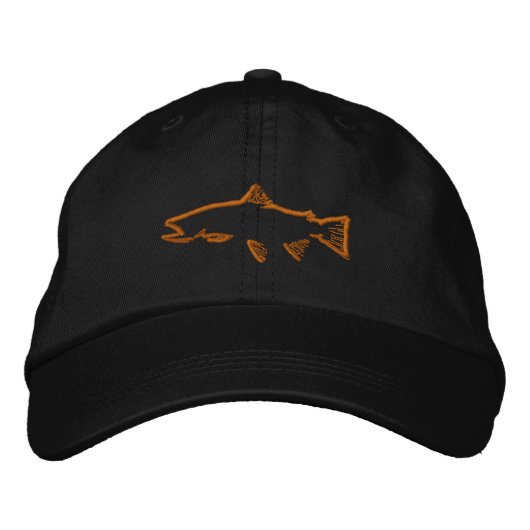 Trout Tracker Hat - Schwarz Bestickte Kappe (Vorderseite)
