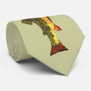 Trout Whisker Brook Trout Fisch Gemälde Krawatte