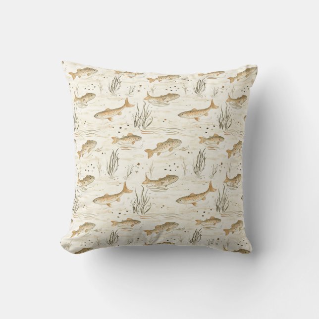 Troutabout Throw Pillow Kissen (Vorderseite)