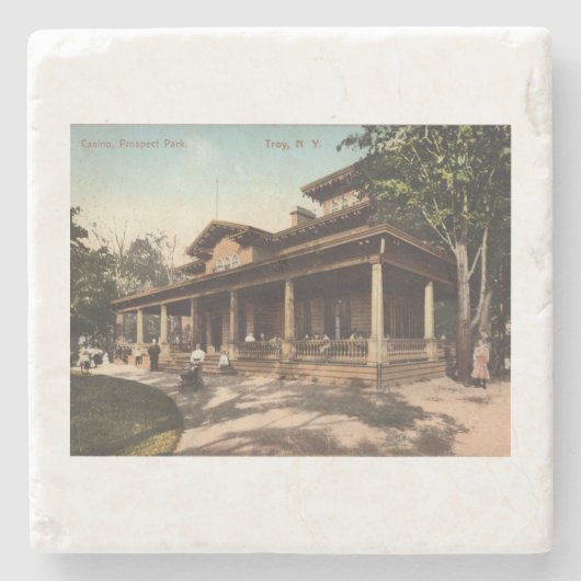 Troy NY Casino, Prospect Park, 1910 Vintag Steinuntersetzer (Vorderseite)