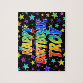 "TROY" Vorname, Spaß "GLÜCKLICHER GEBURTSTAG" Puzzle (Vertikal)