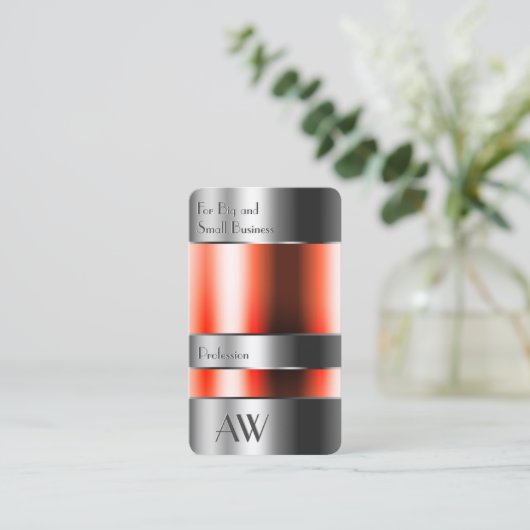 Trübe Aluminiumbox mit roten Flüssigkeiten und Mon Visitenkarte (Stehend Vorderseite)