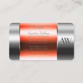 Trübe Aluminiumbox mit roten Flüssigkeiten und Mon Visitenkarte (Rückseite)