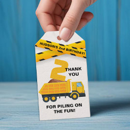 Truck Birthday Danke Ihnen für Tag - Gelber Digger Geschenkanhänger