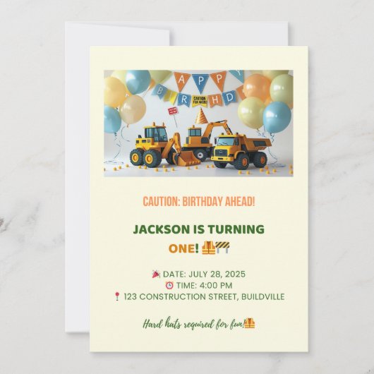 Truck Birthday Invitation – Editable Einladung (Vorderseite)