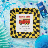 Truck Black Yellow Checkered 3. Geburtstag Pappteller (Party)