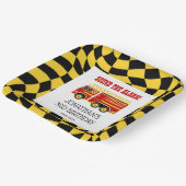 Truck Black Yellow Checkered 3. Geburtstag Pappteller (Gewinkelt)