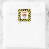 Truck Black Yellow Checkered 3. Geburtstag Quadratischer Aufkleber (Tasche)