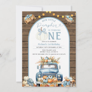 Truck Blue Pumpkin 1. Geburtstag Herbst Rustikales Einladung