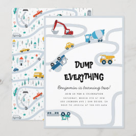 Truck Boy Zweite Geburtstagsparty Dump Alles Einladung