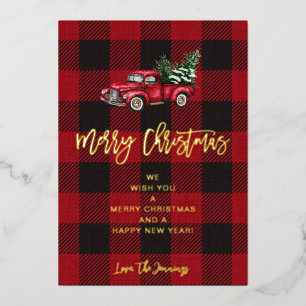 Truck & Buffalo Karo Frohe Weihnachten Folieneinladung