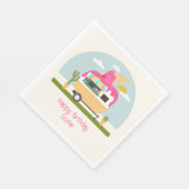 Truck Camper Girls Rosa Geburtstag Serviette (Ecke)