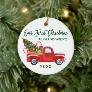 Truck Candy Canes Erste Weihnachten als Großeltern Keramik Ornament