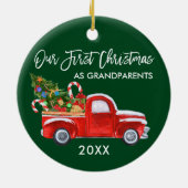 Truck Candy Erste Weihnachten als Großeltern Grün Keramik Ornament (Hinten)