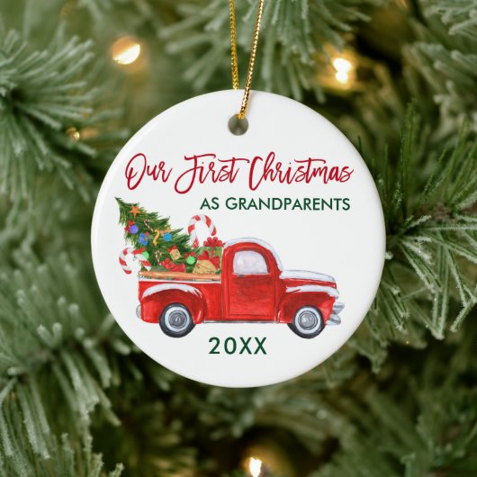 Truck Candy Erste Weihnachten als Großeltern Keramik Ornament (Baum)