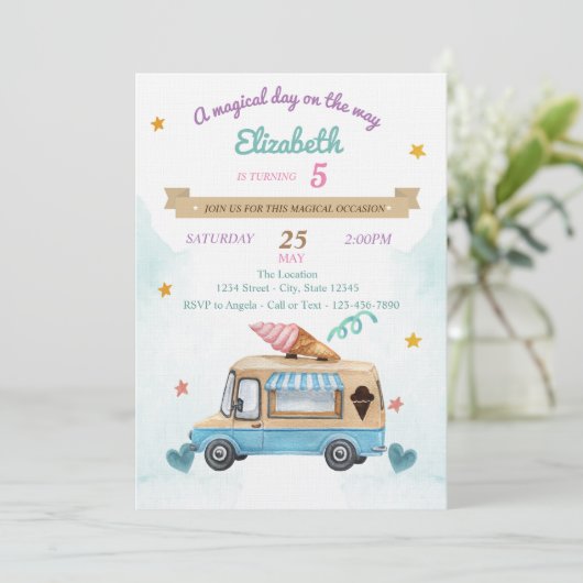 Truck, Cones, Geburtstag Einladung (Stehend Vorderseite)