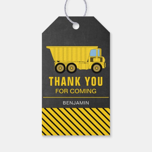 Truck Construction Birthday Party Gefallen Geschenkanhänger (Rückseite)