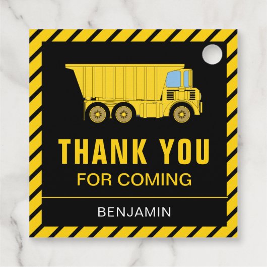 Truck Construction Birthday Party Geschenkanhänger (Rückseite)