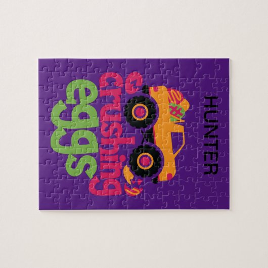 "TRUCK CRUSHING EIER" PUZZLE PERSONALISIERT. (Horizontal)