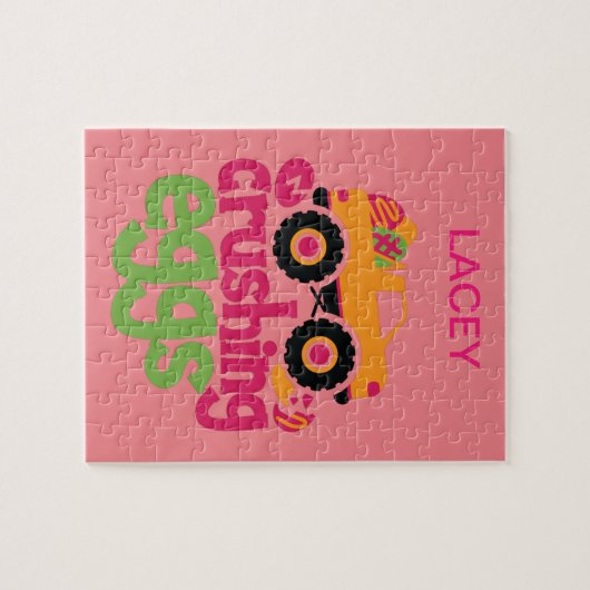 "TRUCK CRUSHING EIER" PUZZLE PERSONALISIERT. (Horizontal)