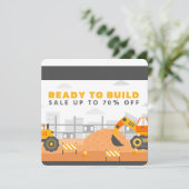 Truck Digger Geburtstagsparty 70%Preisnachlass Einladung (Stehend Vorderseite)