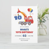 Truck Dino Geburtstag Einladung (Stehend Vorderseite)