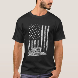 Truck Driver American Flag Trucker T-Shirt