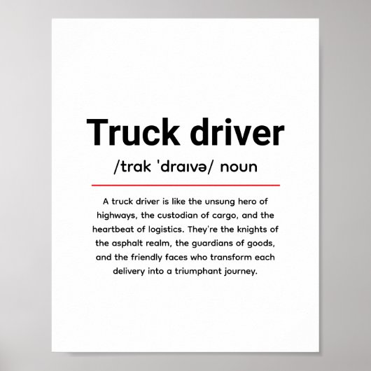 Truck Driver Definition for Truck Driver Day Poster (Vorne)