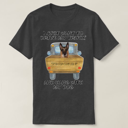 Truck Driving Dog Belgian Malinois T-Shirt (Design vorne)