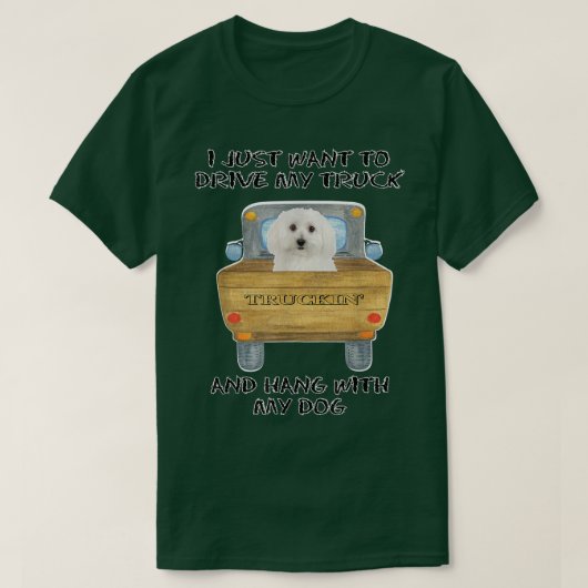 Truck Driving Dog Bichon Frises T-Shirt (Design vorne)