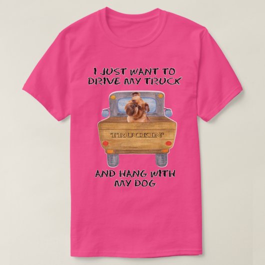 Truck Driving Dog Brussels Griffon T-Shirt (Design vorne)