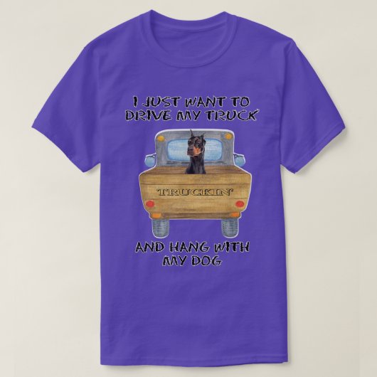 Truck Driving Dog Doberman Pinscher  T-Shirt (Design vorne)