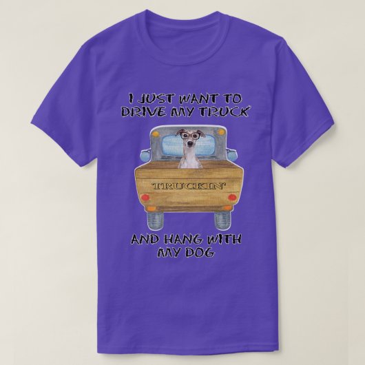 Truck Driving Dog Greyhound w Glasses T-Shirt (Design vorne)