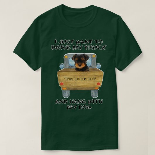 Truck Driving Dog Yorkshire Terrier T-Shirt (Design vorne)