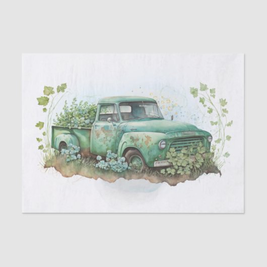 Truck Farm St Patricks Day Kleeblatt Seidenpapier (Vorderseite)