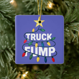 Truck Fump Minimal Art Xmas Lights And Star Keramikornament