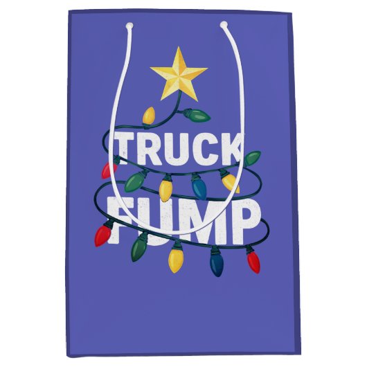 Truck Fump Minimal Art Xmas Lights And Star Mittlere Geschenktüte (Vorderseite)