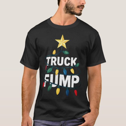 Truck Fump Minimal Art Xmas Lights And Star T-Shirt (Vorderseite)