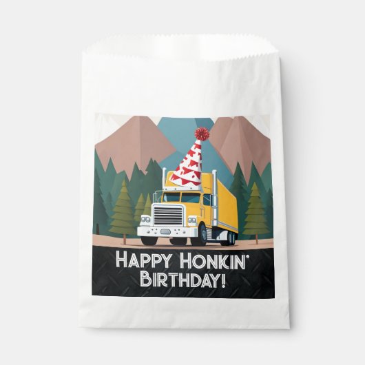 Truck Happy Birthday Party Funny Transport Geschenktütchen (Vorderseite)