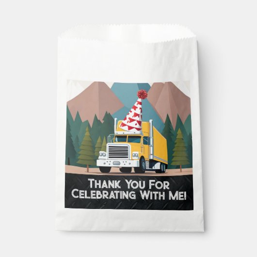 Truck Happy Birthday Party Funny Transport Geschenktütchen (Vorderseite)